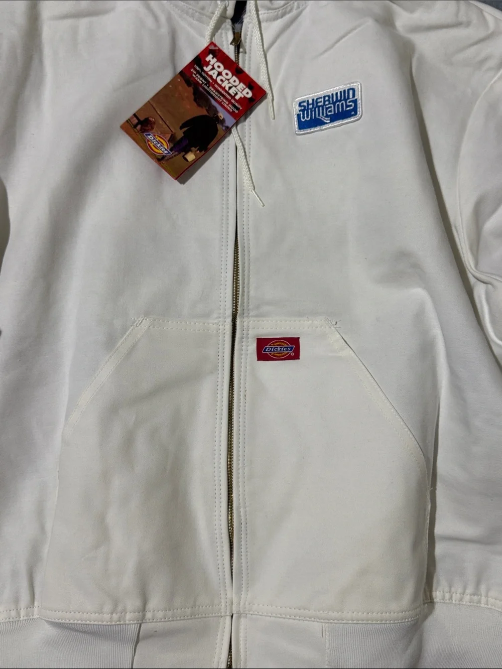 Vintage Shewrin Williams Dickies Bomber Work Jacket Size 2XL White Plaid Lined